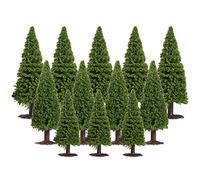 Wakauto 15Pcs Model Trees,Mixed 3 Sizes Model Cedar Trees Architecture Trees Train Trees Scenery Trees for DIY Model Scenery Decor Green