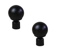 Wakauto 2Pcs Black Curtain Pole Ends,Curtain Poles Adjustable Curtain Rod End Cap with Screw For 25-28mm Diameter Curtain Rod