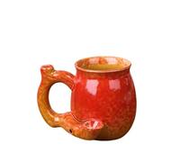 Wake and Bake Coffee Mug | Large Novelty Ceramic Coffee Pot Shaped Cup | Unique Funny Gift for Coffee Lovers, Christmas & Fathers Day(Kiln-Transformed Red)