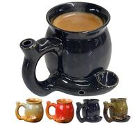 Wake and Bake Coffee Mug,Novelty Glazed Ceramic Coffee Pot Shaped Cup with Ergonomic Handle,Dishwasher Microwave Safe,Perfect for Father's Day,Birthday Party,Coffee Lovers (Dark Blue)