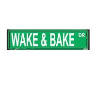 Wake and Bake DR Metal Tin Sign Weed Marijuana Funny Vintage Street Signs Wall Art Decor for Home Farmhouse Bar Cafe Garage Indoor Outdoor Gift Green 16 x 4 Inch