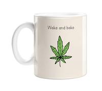 Wake and Bake Mug | Funny Weed Pun Mug for Stoners, Weed Smokers Gift, Funny Cannabis House Gift, Housewarming Gift, Weed Doodle Mug