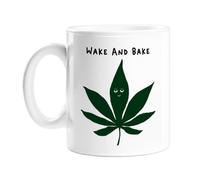Wake and Bake Mug | Funny Weed Pun Mug for Stoners, Weed Smokers Gift, Funny Stoned Weed Leaf Mug, Housewarming Gift, Weed Illustration Mug