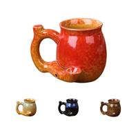 Wake and Bake Mug, Novelty Bake Coffee Cup, Large Unique Ceramic Coffee Mug with Ergonomic Handle, Perfect for Christmas, Birthday and Father's Day for Coffee Lovers(Kiln-Transformed Red)