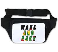 Wake and Bake Smoker's Slogan Waist Bag Fanny Pack White
