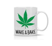 Wake and Bake Tea Mugs with Handle Coffee Mug Funny Ceramic Drinkware for Cappuccino Latte Café 330Ml