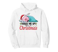 Wake Me Up When It's Christmas Cute Pig Animal Sleeping Pullover Hoodie