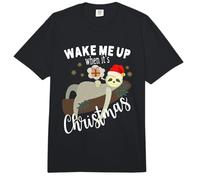Wake Me Up When It's Christmas Lazy Funny Sleeping Sloth Comfort Colors Adult Heavyweight T-Shirt