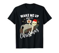 Wake Me Up When It's Christmas Lazy Funny Sleeping Sloth T-Shirt