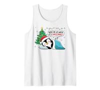 Wake Me Up When It's Christmas Penguin Animal Sleeping Tank Top
