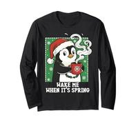Wake Me When Its Spring Anti Cold Weather Penguin Christmas Long Sleeve T-Shirt