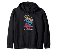Wake Pray Slay Religious Vintage Hardworking Christian Zip Hoodie