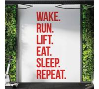 Wake. Run. Lift. Eat. Sleep. Repeat. - Gym Motivational Quote Wall Art Sticker [Extra] [Poppy]