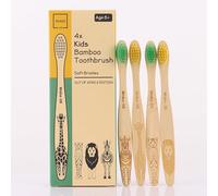Wake- UK Organic Children's Bamboo Toothbrush | 4 Pack | Soft Fibre Bristles | 100% Biodegradable Handle | BPA Free | Vegan Eco Friendly Kids Toothbrushes