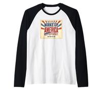 Wake Up America Patriotic Americana Raglan Baseball Tee