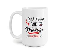 Wake Up and Makeup Tea Cup Unique Coffee Mug Durable Travel Mug Novelty Gift Foe Sister Birthdays Christmas 330Ml