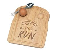 Wake Up and Run Runner Breakfast Dippy Egg Cup Board Wooden Easter