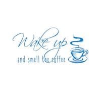 Wake Up and Smell The Coffee Kitchen Restaurant Cafe Inspirational Quotes Wall Stickers Paster Paper 42x90.5cm Multi Color Selection Large Blue