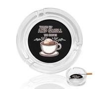 Wake Up And Smell The Coffee Round Glass Ashtray Washable Simple Ash Trays