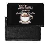 Wake Up and Smell The Coffee Trendy Passport Holder Credit Card Cover Travel Essentials Wallet