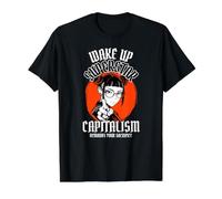 Wake Up Capitalism Demands Your Sacrifice Art Resistance Value Graphic T-Shirt, Men, Black, L