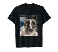 Wake up cat meme funny brainrot cat meme locked in design T-Shirt