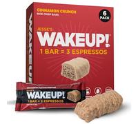 Wake UP! Cinnamon Crunch Bars (1 Bar = 3 Espressos) Gluten Free Protein Energy Bar, 250mg Plant Based Caffeine, Kosher Ingredients, Low Sugar, Boost Brain, Hours of Sustained Energy Fuel: 6 Pack Small