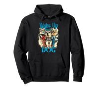 Wake Up Dog Lover Canine Collage Pop Art Graphic Pullover Hoodie