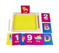 Wake up Early Supplement Sand Trays For Classroom Wood Montessoris Sand Tray Writing Alphabet Sensory Toy | Early Education Learning Tools With 36 Cards Homeschool Numbers (Yellow, 22. 5x18cm)