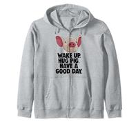 Wake Up Hug Have A Nice Day Men's T-Shirt Piggy Love Zip Hoodie