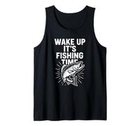 Wake Up It’s Fishing Time Graphic Funny Fisherman Tank Top