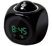 Wake up Light Radio Digital Projection Alarm Clock Voice Report Projector Clock Weather Station Thermometer Wake Up Projector LED Clock Sunrise Alarm Wake up Light (Color : Black 9x9cm)