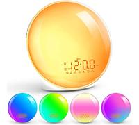 Wake Up Light Sunrise Alarm Clock for Heavy Sleepers, Bedroom, Full Screen Clock Radio with Sunrise Simulation, 3 Light Modes, Snooze, Dual Alarms, 8 Natural Sounds, Ideal for Gift