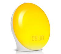 Wake Up Light Sunrise Alarm Clock for Heavy Sleepers & Kids - Full Screen Sunset Simulation, Dual Alarms, Snooze, 8 Sounds 15 Colors, FM Radio, USB Charger, Bedside Night Light