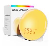 Wake Up Light Sunrise Alarm Clock for Kids, Heavy Sleepers, Bedroom, Full Screen Light with Sunrise Simulation, Fall Asleep Aid, Dual Alarms, FM Radio, 14 Colors, 7 Natural Sounds, Ideal for Gift
