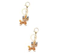 Wake Up Lion Bag Embellishments on Chinese Lucky Key Chain Car Key Ring Key Ring Gold Decor Metal Keyring, As shown 1 pieces, 6X4X3cmx2pcs