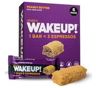 Wake UP! Peanut Butter Protein Bars (1 Bar = 3 Espressos) 250mg Gluten Free, Energy Bar, Kosher Ingredients, Rice Crisp Bar to Boost Brain Focus, Clarity, Hours of Sustained Energy Fuel: 6 Pack