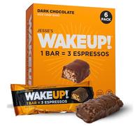 Wake UP! Protein Bars (1 Bar = 3 Espressos) Vegan, Gluten Free Dark Chocolate Energy Bar, 250mg Plant Based Caffeine Power Bar, Kosher, Non GMO, Dairy, Egg & Soy Free, Boost Focus, Clarity & Energy