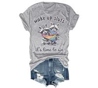 Wake Up Sluts It's Time to Sin Shirt Funny Raccoon LGBTQ Pride Month T-Shirt Unisex