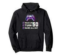 Wake Up Turn 50 Game All Day Gamer Checklist Design Pullover Hoodie