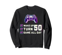 Wake Up Turn 50 Game All Day Gamer Checklist Design Sweatshirt