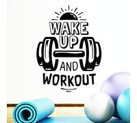 Wake up Workout Wall Art Stickers Fitness Boxing Home Gym Sticker Wall Decor Motivational Poster Quote Vinyl Wall Decal Gym Weights Home Decor Wall Stickers Inspirational Artwork Exercise Crossfit