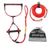 Wakeboard Tow Line 75FT with EVA Handle for Kneeboard and Water Activity Use, High Strength Polyethylene Construction with 2200 Pounds Breaking Load (red black)