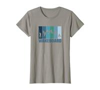 Wakeboard Water Sports Wakeboarding Wakeboarder Accessories Blue T-Shirt, Women, Slate Grey, Medium