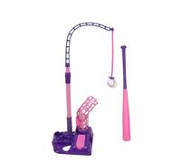 Wakects 3 in 1 Baseball Set, Adjustable Height 83-120 cm Kids Baseball Batting Tee with Hanging Pitching Machine Tee Popper for Softball Teeball Practice (Pink)