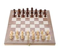 Wakects 3 in 1 Wooden Chess Set, Folding Board Game Toy Chessboard Checkers BackgammonTravel Portable Tabletop Games for Kids Adults