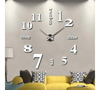 Wakects 3D DIY Wall Clock, Creative Decorative Self Adhesive Mirror Clock, Suitable for Smooth Walls in Living Room, Children's Room, Kitchen, Office, Cafe, Etc.