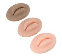 Wakects 3D Silicone Fake Lip Tattoo Practice Skin, 3pcs, Light & Dark Skin Tones, for Adults