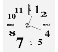 Wakects 3D Stick on Wall Clock, Adjustable Numerals Mirror Sticker, Household Decoration for Bedroom and Office