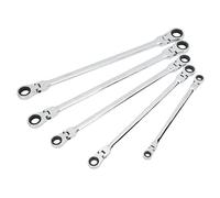 Wakects 5 Pcs Gear Ratcheting Wrench Set, Chrome Vanadium Steel, 72 Tooth Double Box End Spline, Ideal for Mechanic and Users